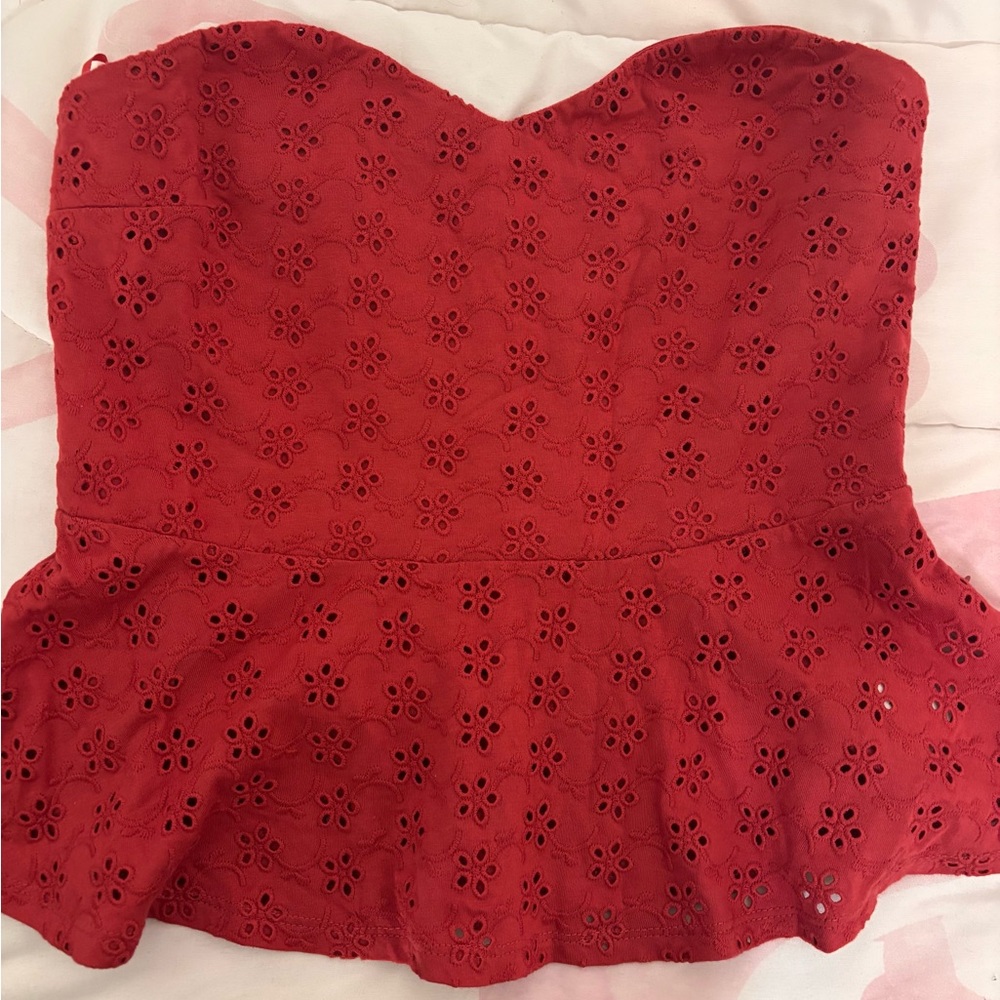 Express Red Eyelet Top